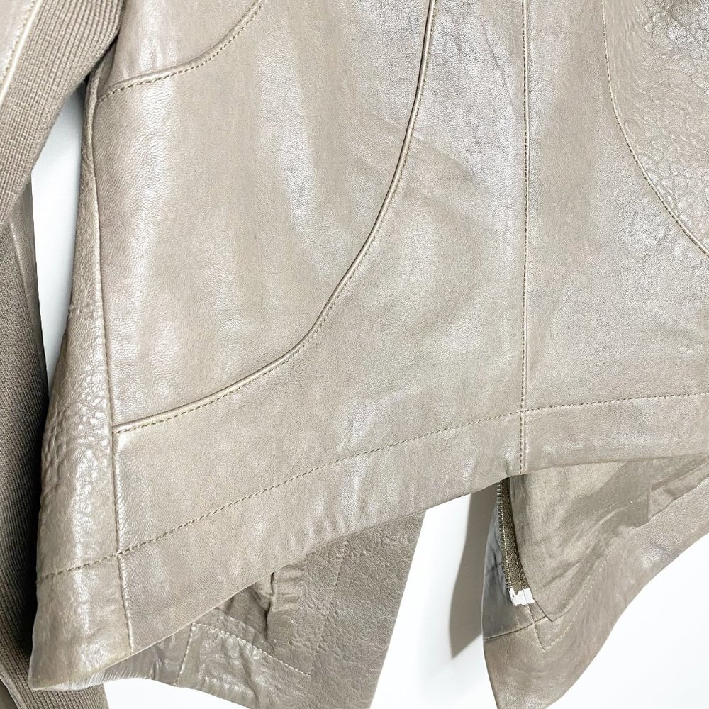 7 FOR ALL MANKIND Real Grey Leather Moto Jacket S - Picture 12 of 15